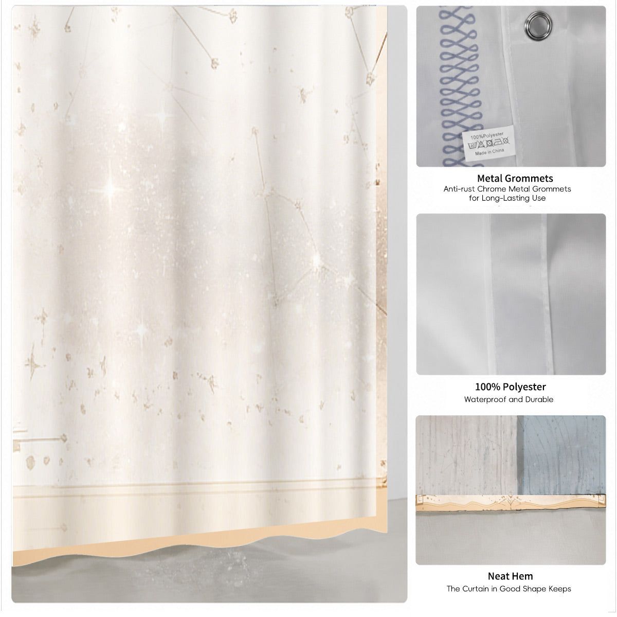 Whimsical Pink Celestial Shower Curtain Watercolor Moon Minimalist Decor