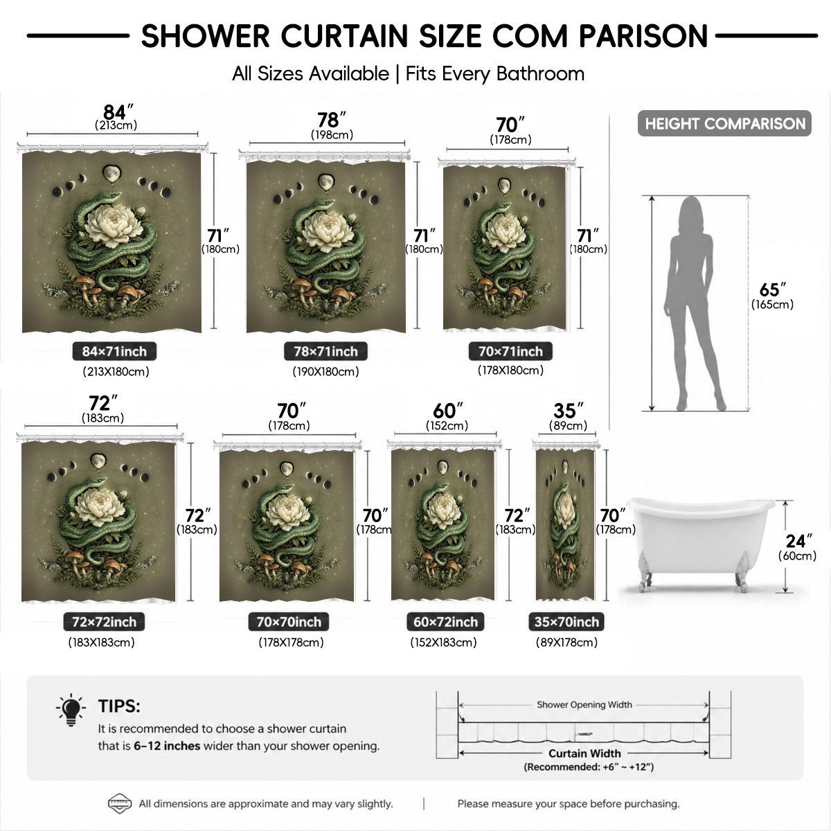 Vintage Skull Deer Shower Curtain Dark Academia Gothic Bath Decor