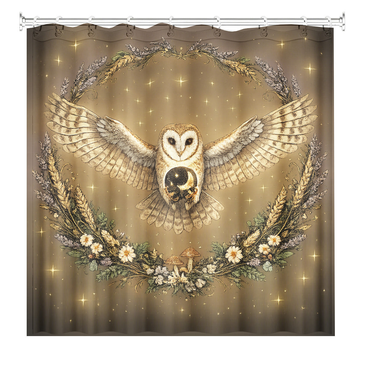 Vintage Skull Deer Shower Curtain Dark Academia Gothic Bath Decor