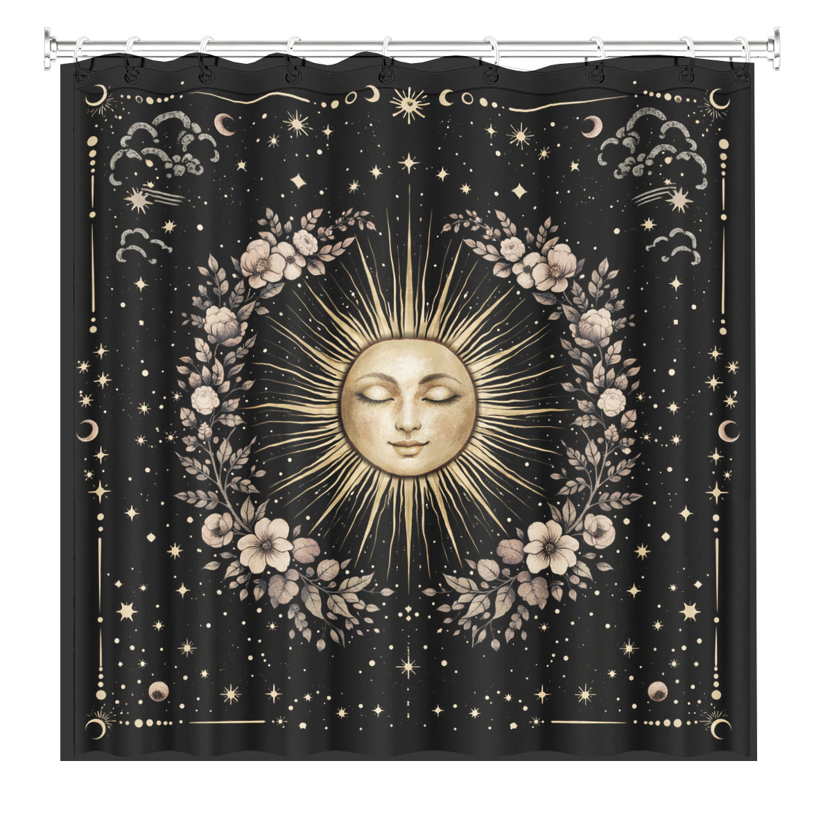 Vintage Celestial Astrology Shower Curtain Ethereal Witchy Decor Gift