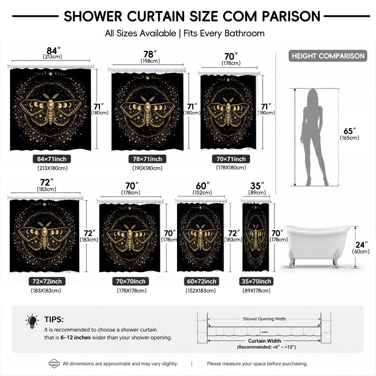 Vintage Celestial Astrology Shower Curtain Ethereal Witchy Decor Gift