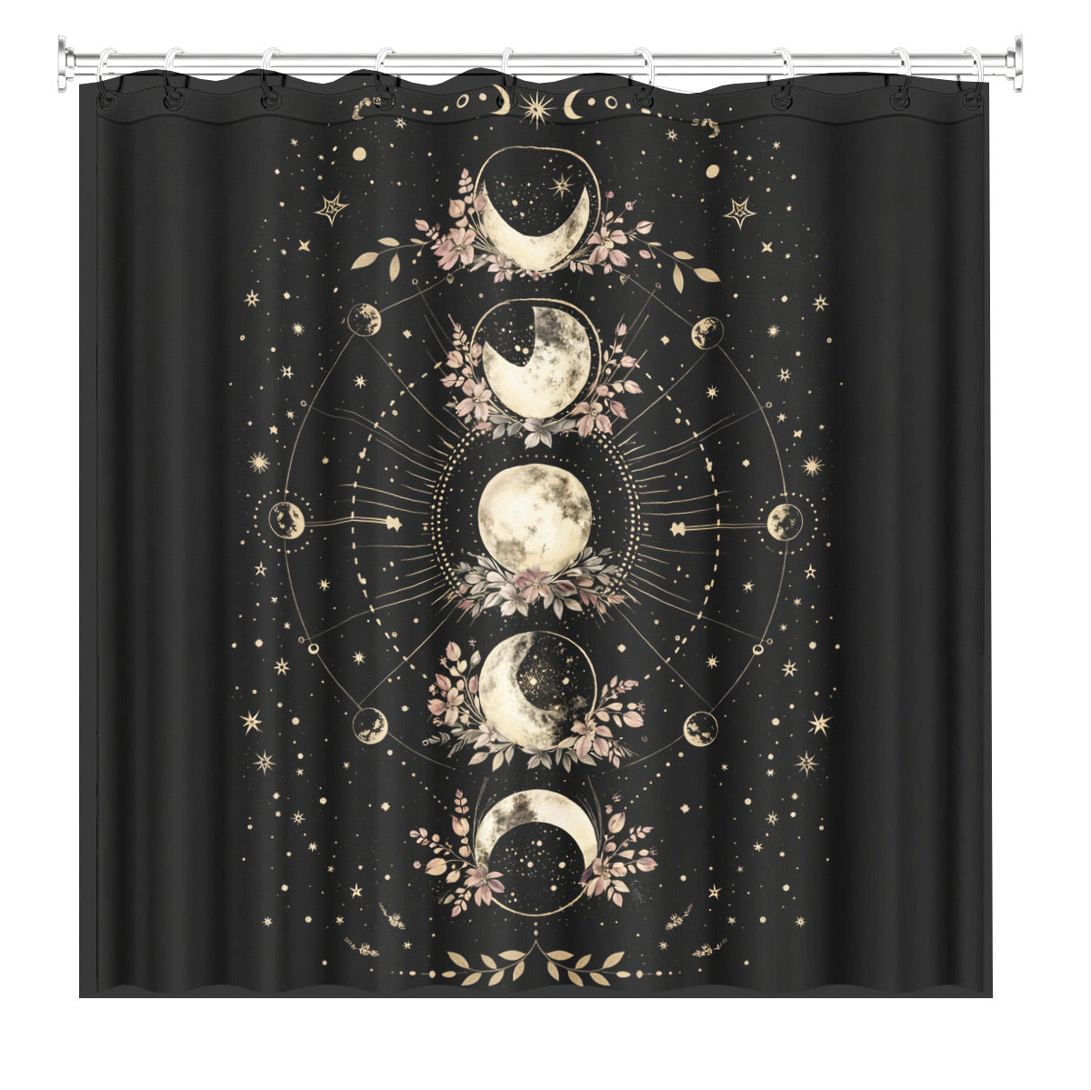 Vintage Celestial Astrology Shower Curtain Ethereal Witchy Decor Gift