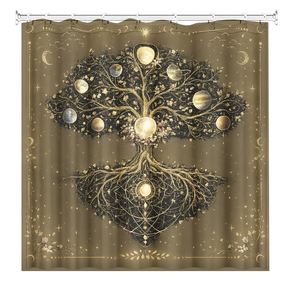 Vintage Celestial Astrology Shower Curtain Ethereal Witchy Decor Gift