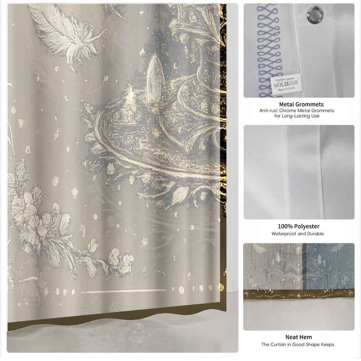 Vintage Celestial Astrology Shower Curtain Ethereal Witchy Decor Gift