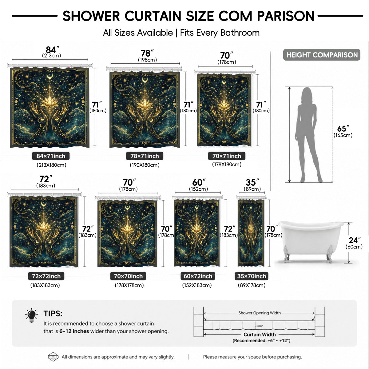 Celestial Sun Moon Dreamcatcher Shower Curtain Vintage Blue Gold Decor