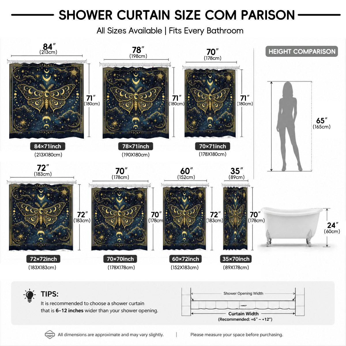 Celestial Sun Moon Dreamcatcher Shower Curtain Vintage Blue Gold Decor