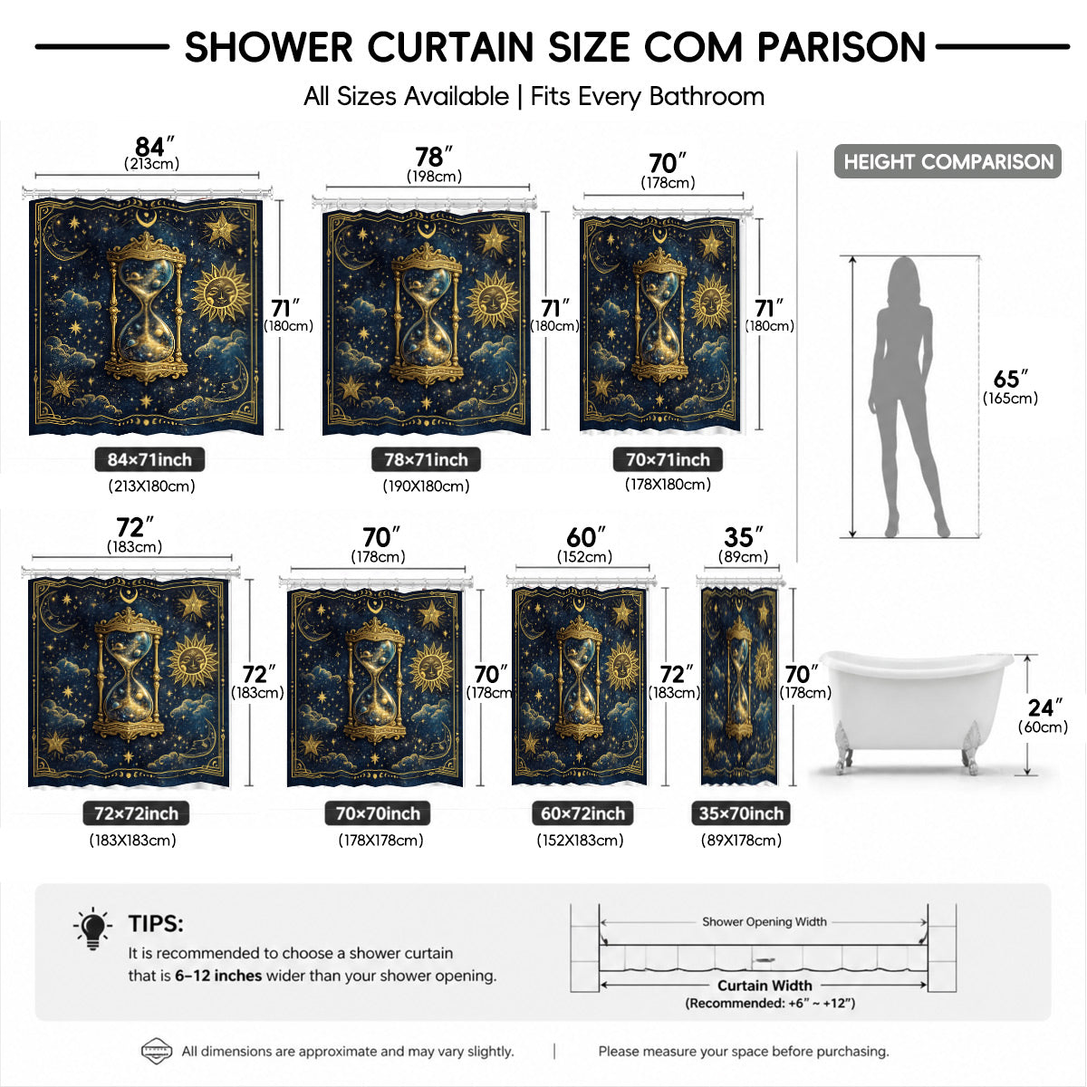 Celestial Sun Moon Dreamcatcher Shower Curtain Vintage Blue Gold Decor