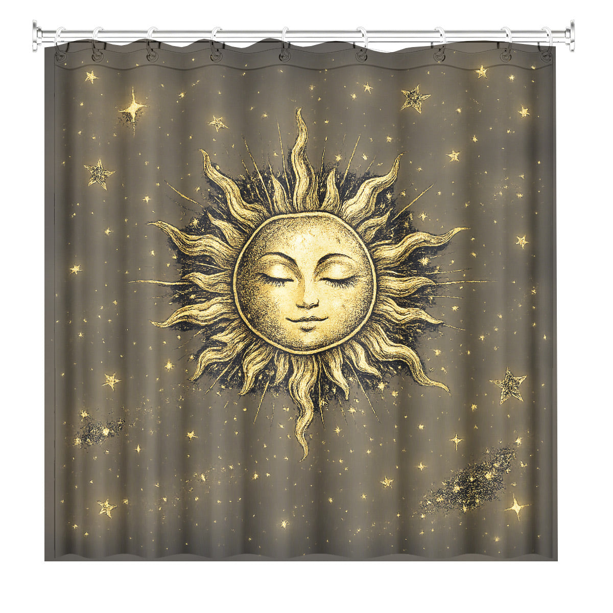 Celestial Sun Moon Dreamcatcher Shower Curtain Vintage Galaxy Bath Decor