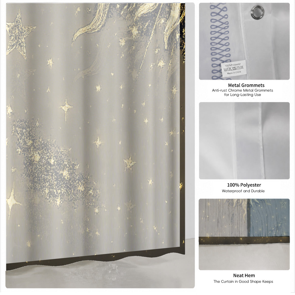 Celestial Sun Moon Dreamcatcher Shower Curtain Vintage Galaxy Bath Decor
