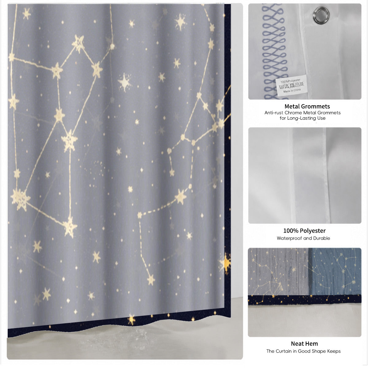 Celestial Sun Moon Dreamcatcher Shower Curtain Vintage Galaxy Bath Decor