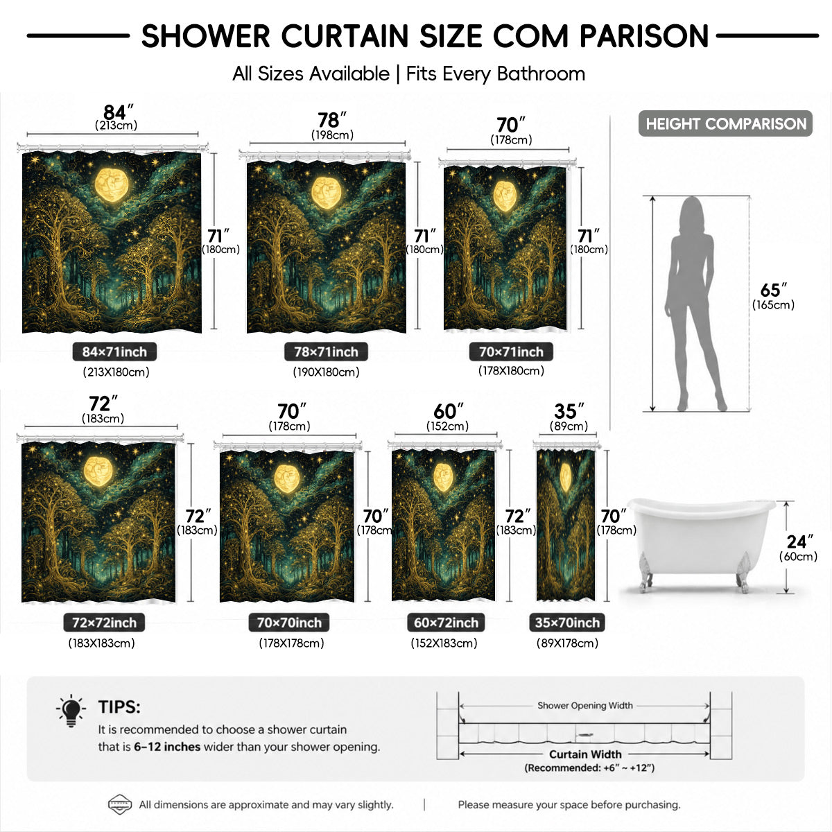 Celestial Sun Gate Shower Curtain Vintage Gold Mystical Bath Decor