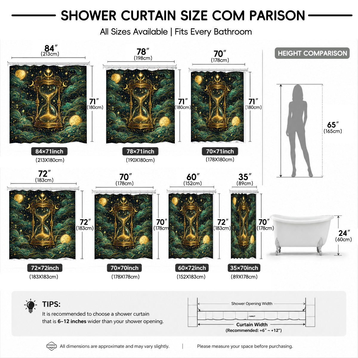 Celestial Sun Gate Shower Curtain Vintage Gold Mystical Bath Decor