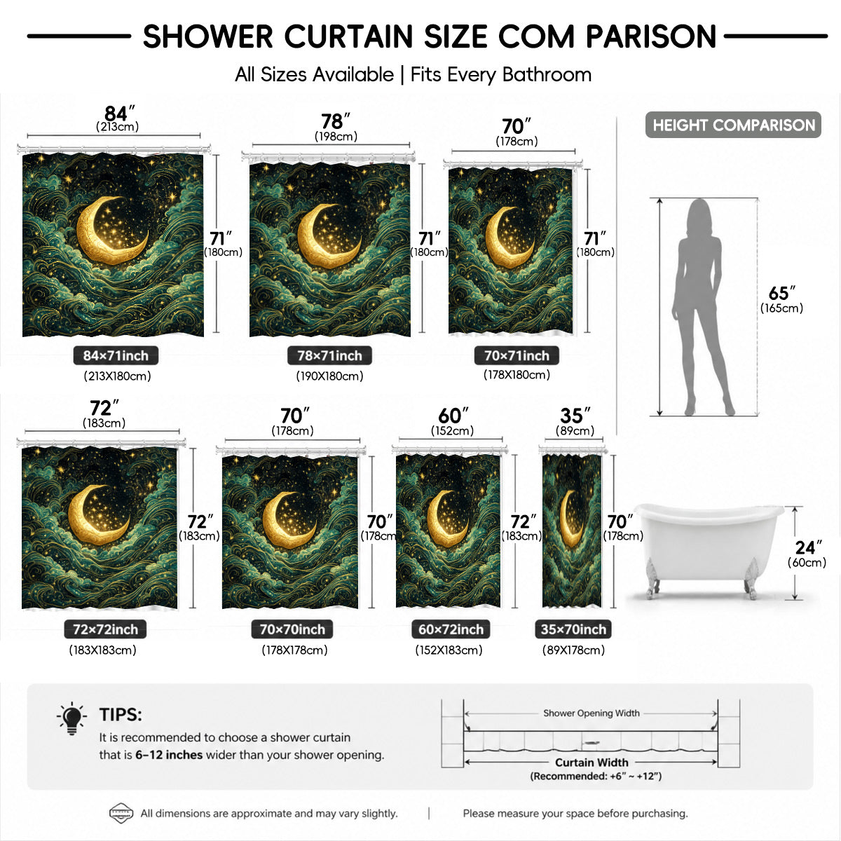 Celestial Sun Gate Shower Curtain Vintage Gold Mystical Bath Decor