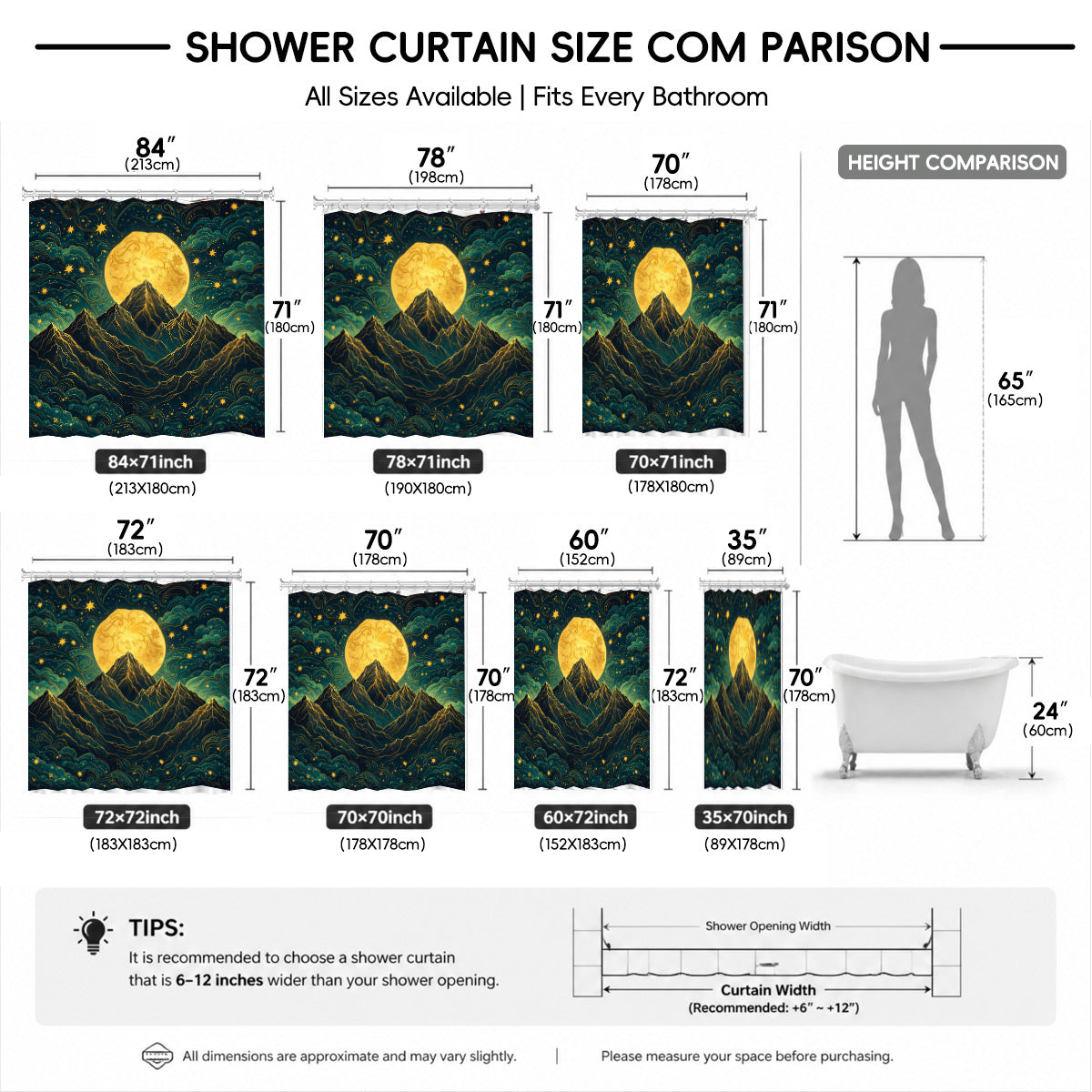 Celestial Sun Gate Shower Curtain Vintage Gold Mystical Bath Decor