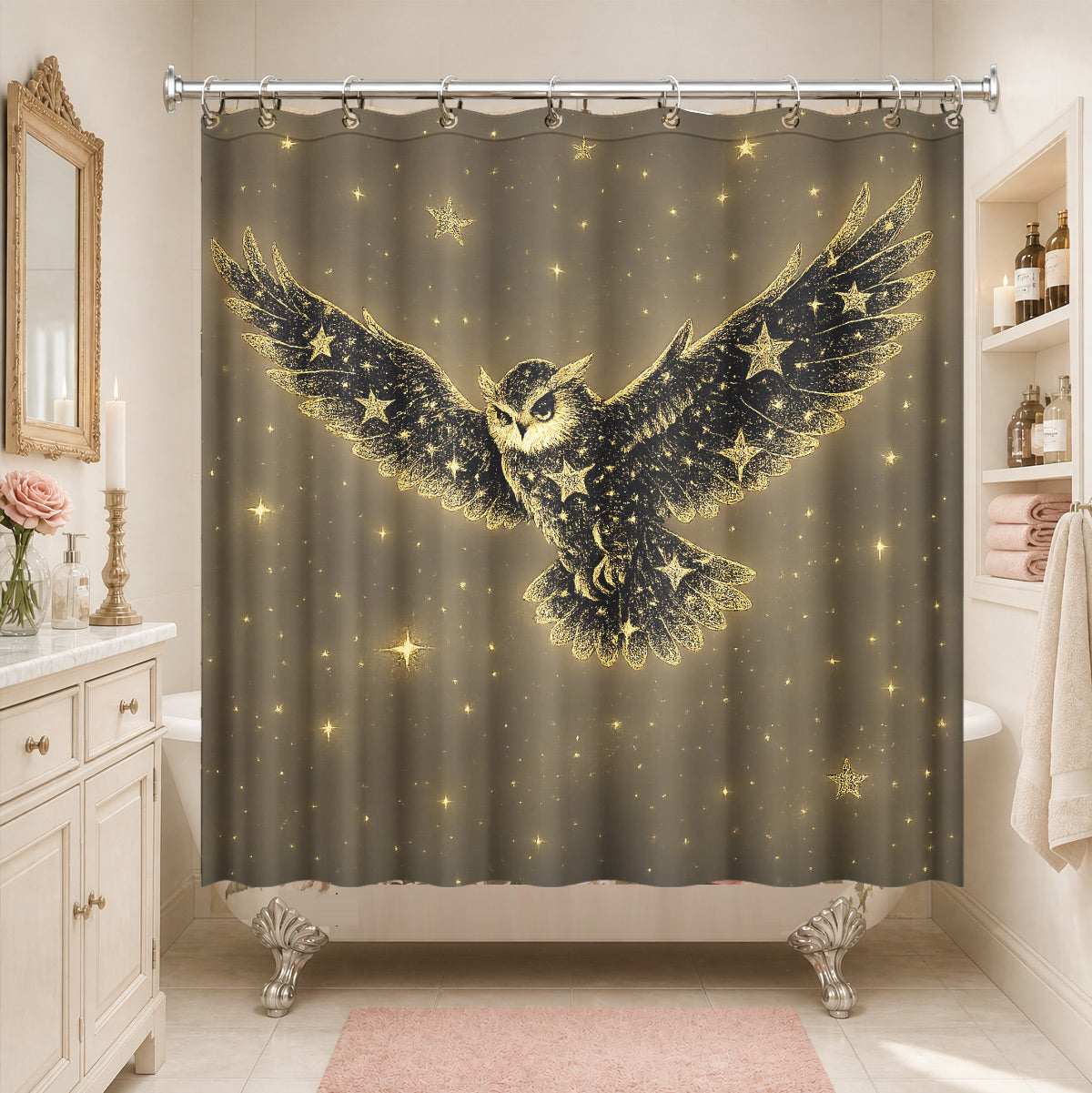 Celestial Sun Moon Dreamcatcher Shower Curtain Vintage Galaxy Bath Decor