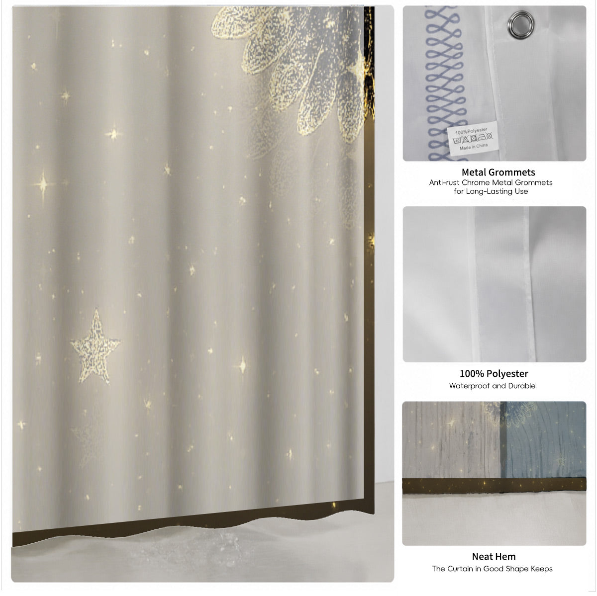 Celestial Sun Moon Dreamcatcher Shower Curtain Vintage Galaxy Bath Decor