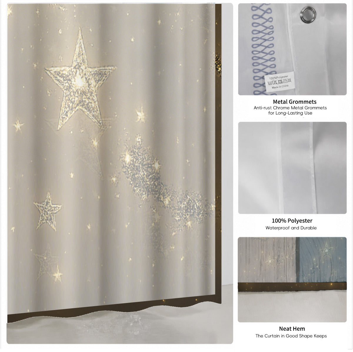 Celestial Sun Moon Dreamcatcher Shower Curtain Vintage Galaxy Bath Decor