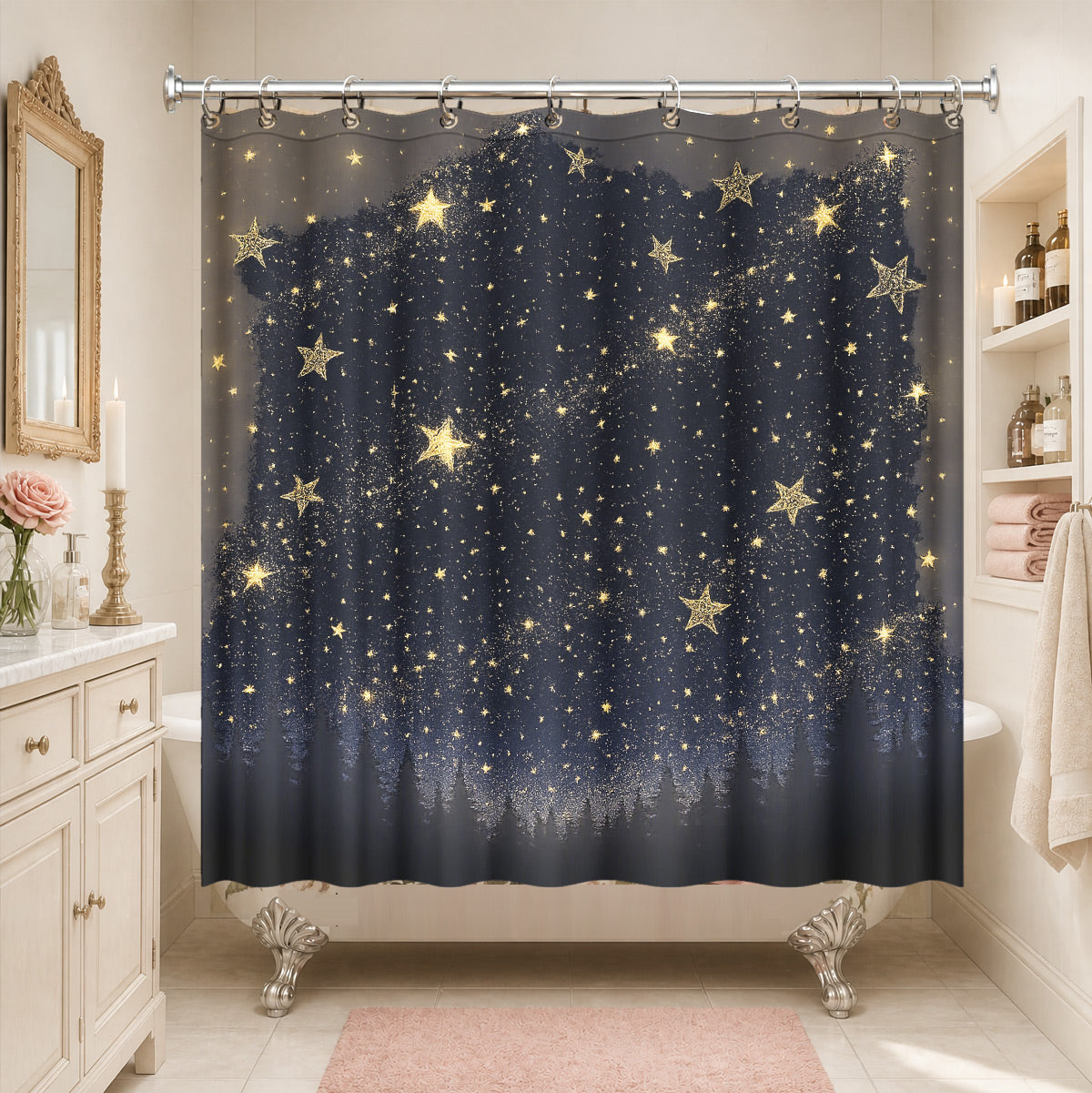 Celestial Sun Moon Dreamcatcher Shower Curtain Vintage Galaxy Bath Decor