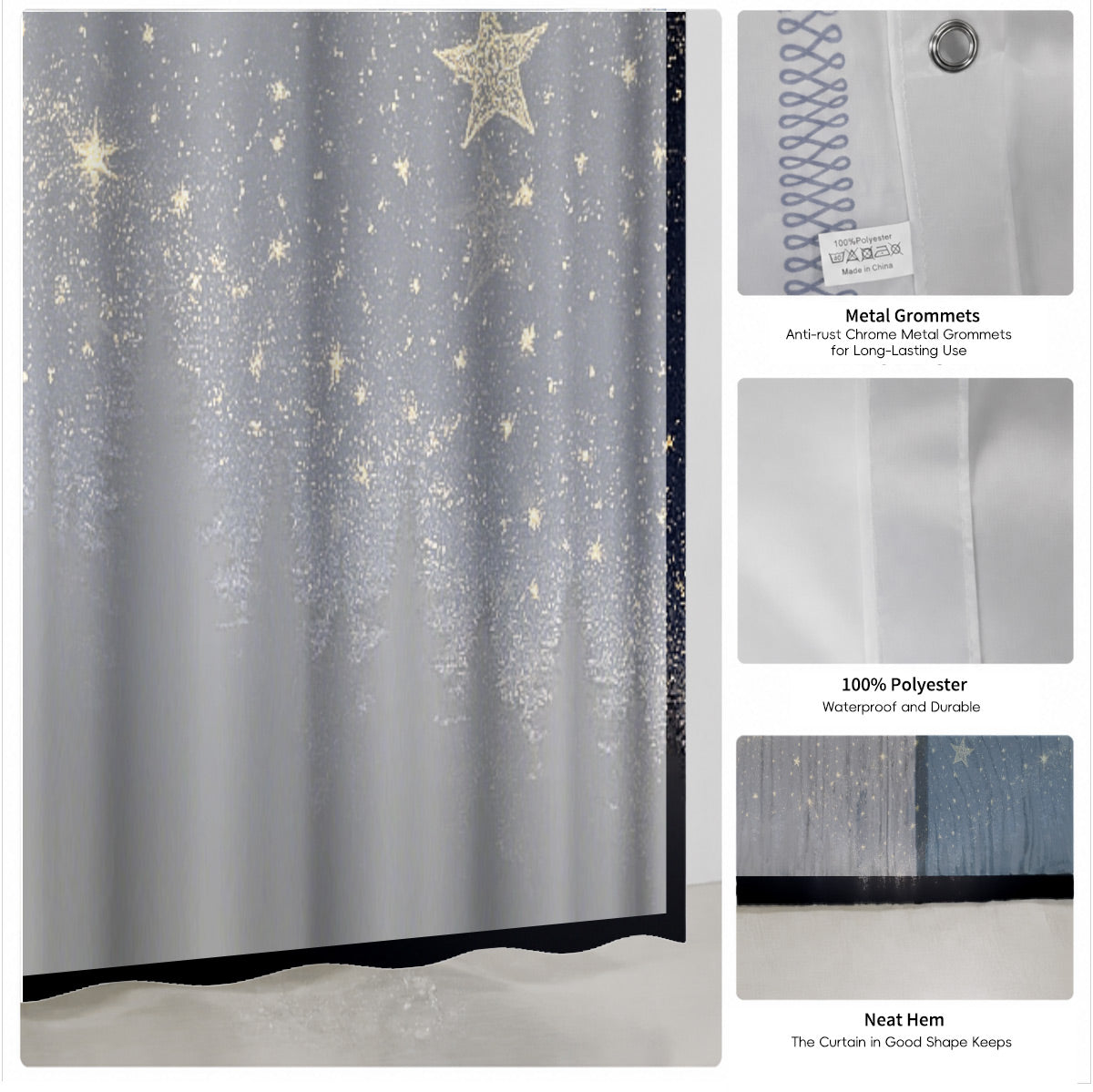 Celestial Sun Moon Dreamcatcher Shower Curtain Vintage Galaxy Bath Decor