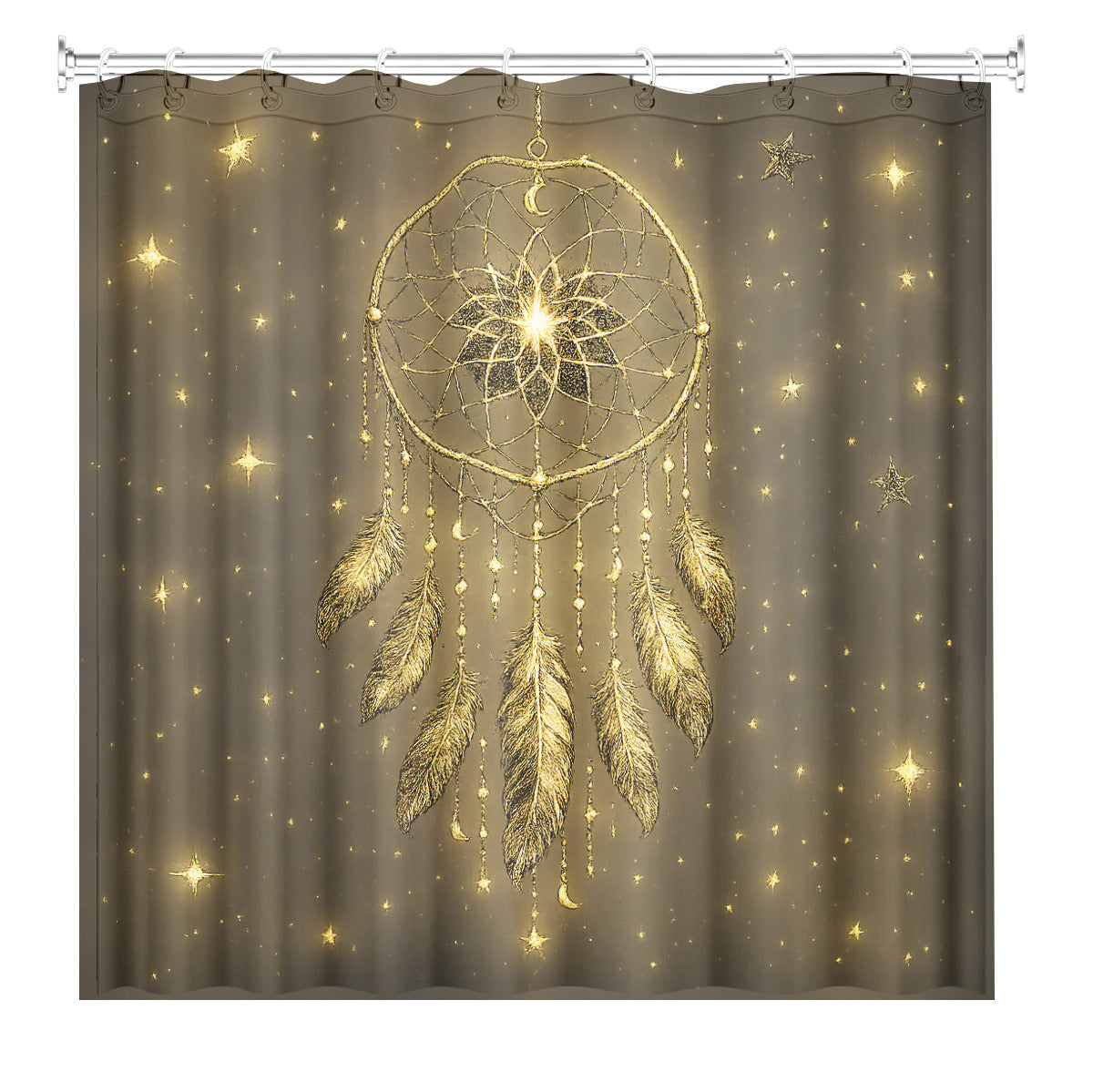 Celestial Sun Moon Dreamcatcher Shower Curtain Vintage Galaxy Bath Decor