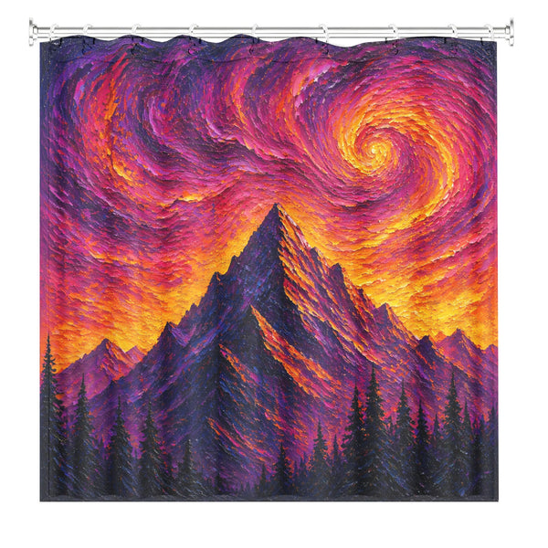 Abstract Nature Shower Curtain Impasto Oil Painting Style Waterproof Decor