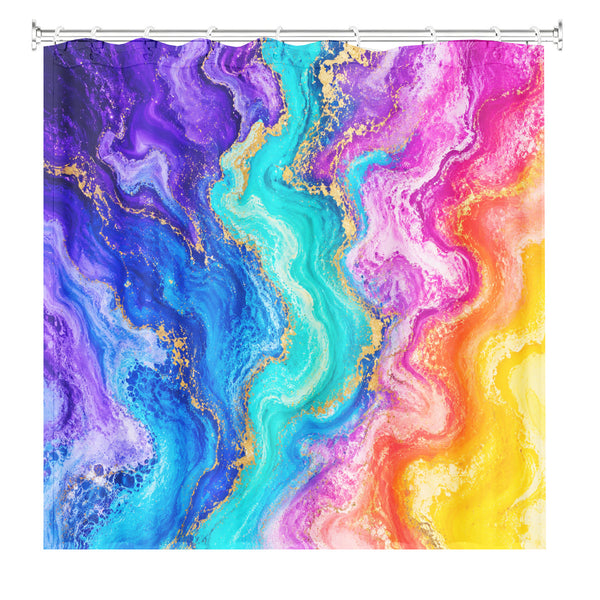Abstract Fluid Art Shower Curtain Vibrant Marble Waterproof Bath Decor