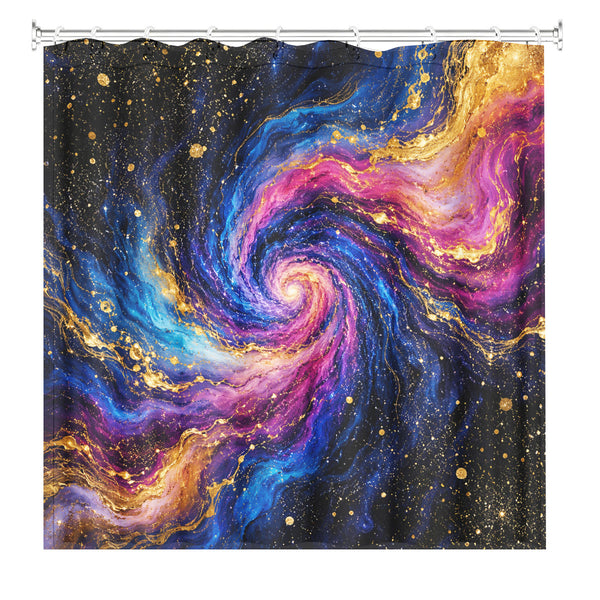 Abstract Galaxy Fluid Art Shower Curtain Vibrant Waterproof Bath Decor
