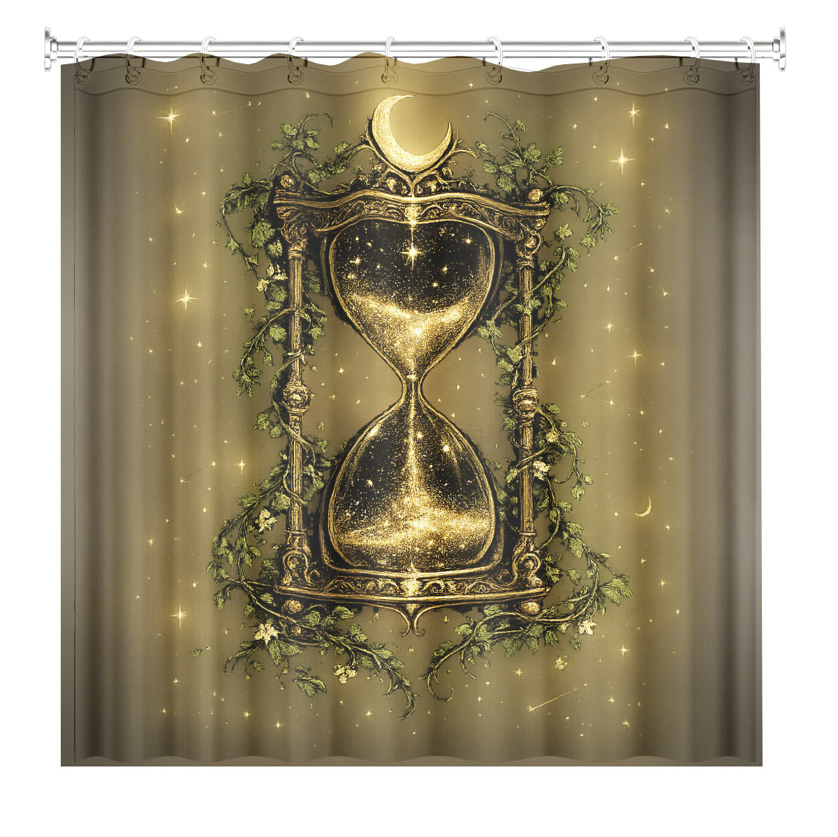 Vintage Celestial Mushroom Shower Curtain Dark Academia Waterproof Decor