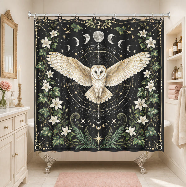 Mystic Animal Constellation Shower Curtain Dark Academia Waterproof Decor