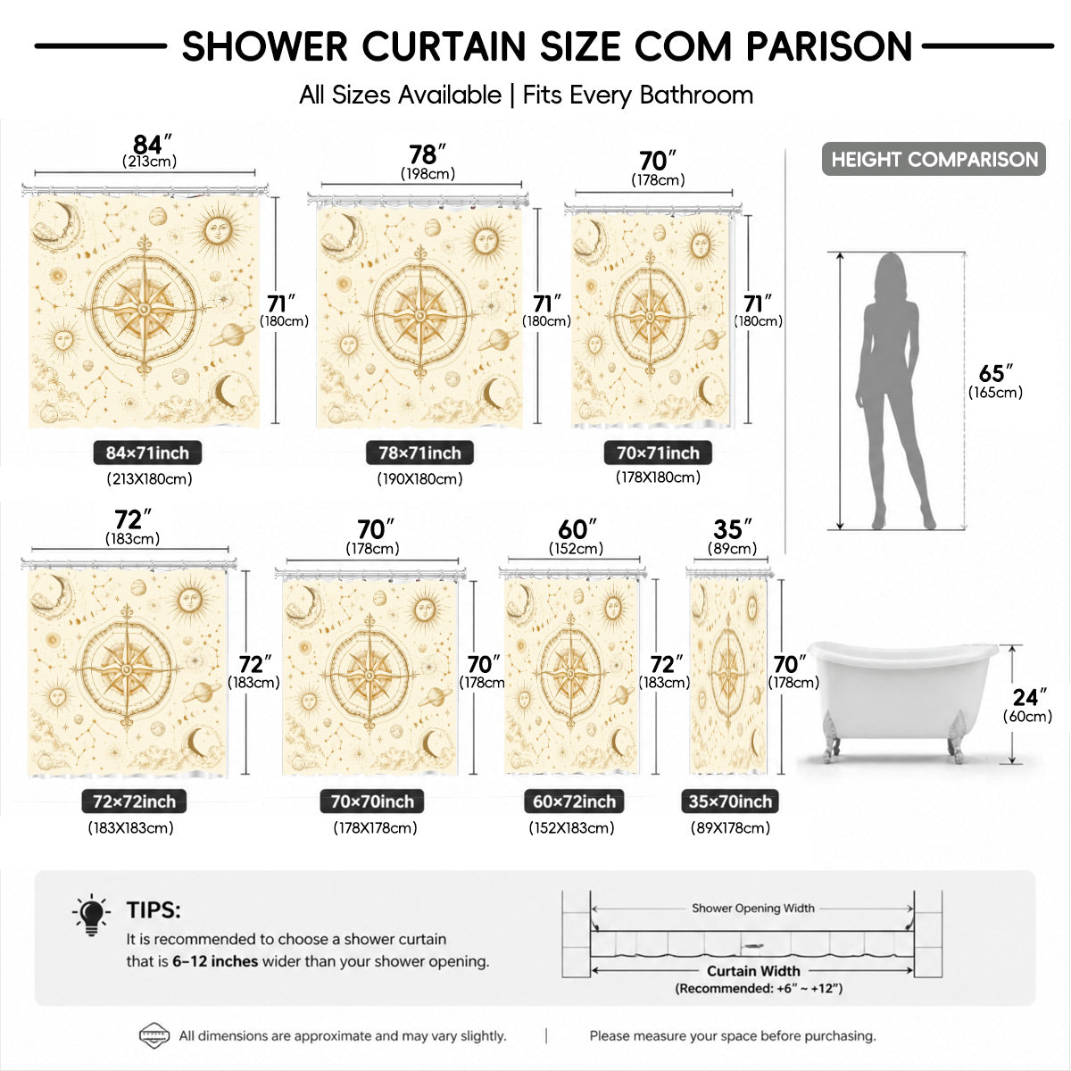 Vintage Nautical Astronomy Shower Curtain Retro Sepia Illustration Decor