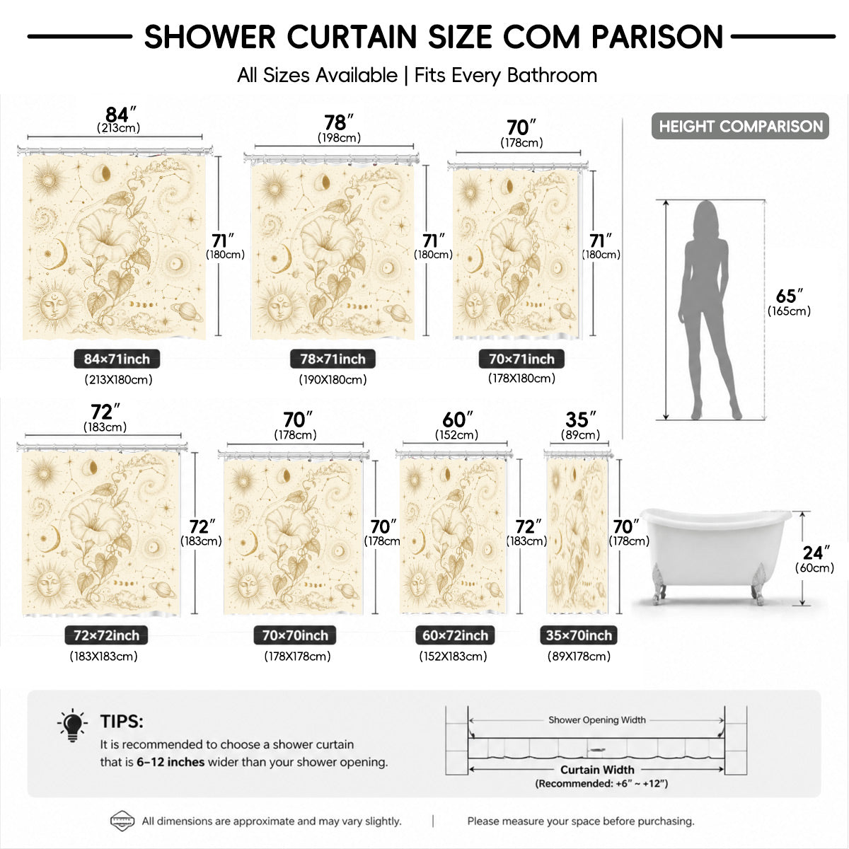 Vintage Nautical Astronomy Shower Curtain Retro Sepia Illustration Decor
