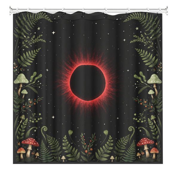 Gothic Red Moon Moth Shower Curtain Dark Academia Waterproof Decor