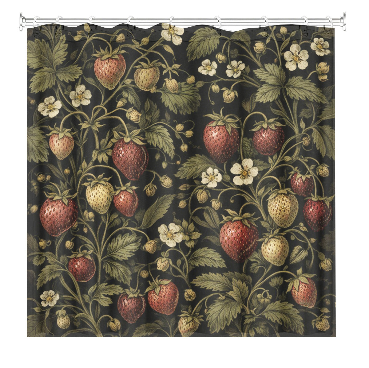 Vintage Mushroom Floral Shower Curtain Dark Academia Waterproof Decor