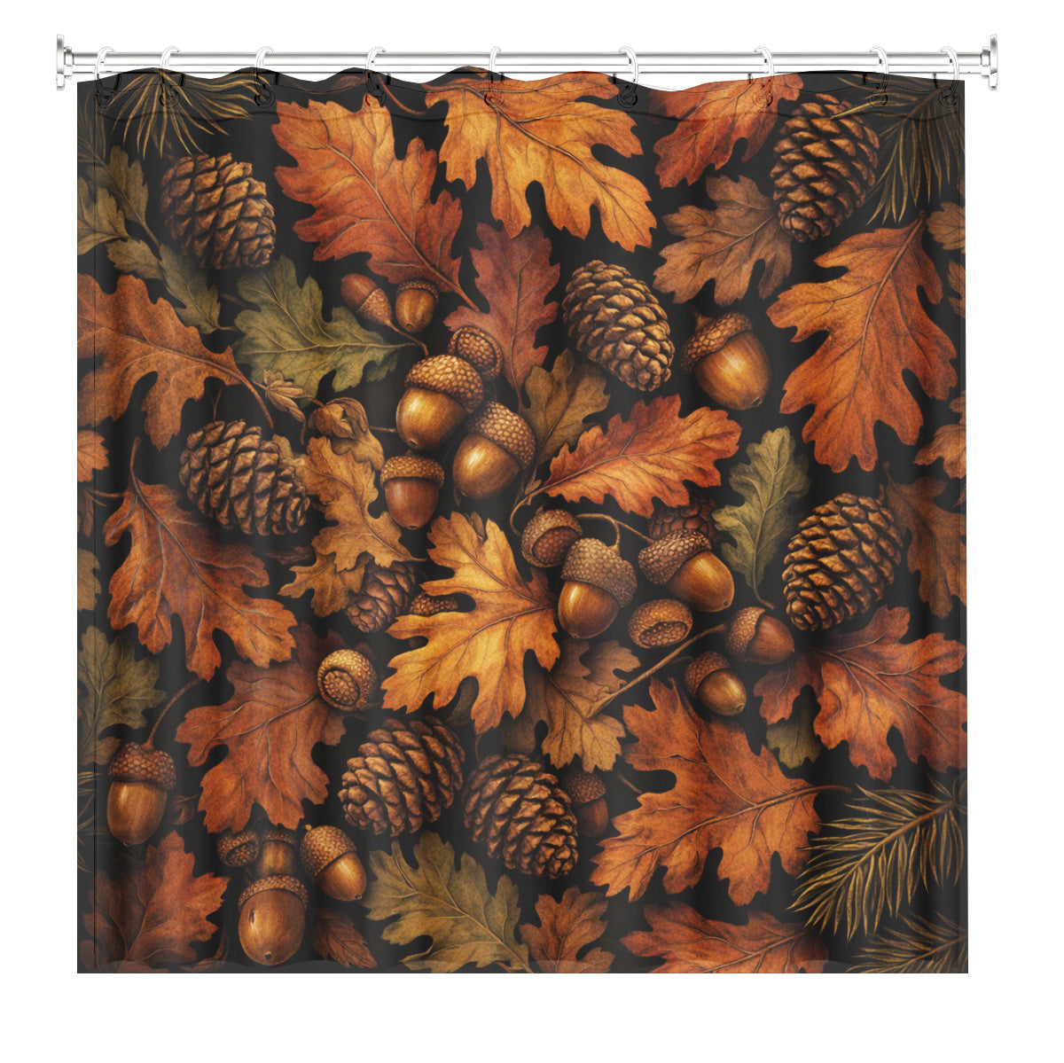 Vintage Mushroom Floral Shower Curtain Dark Academia Waterproof Decor