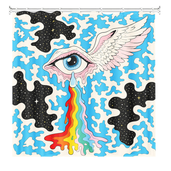 Surreal Psychedelic Eye Shower Curtain Trippy Cosmic Waterproof Decor