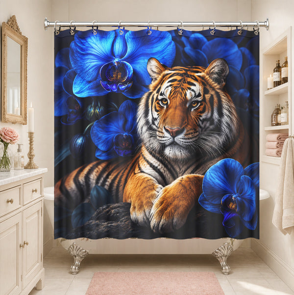 Wild Animal Floral Shower Curtain Dark Floral Luxury Bath Decor