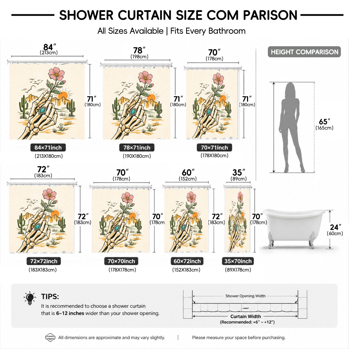 Skeleton Cowboy Western Shower Curtain Vintage Desert Waterproof Decor
