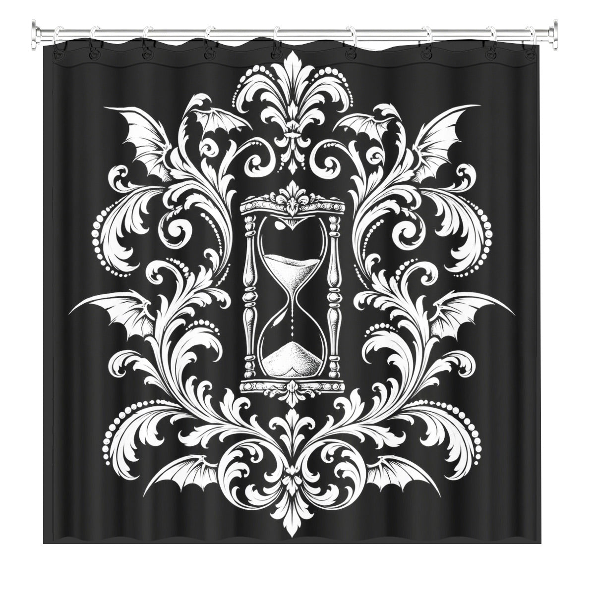 Victorian Gothic Black White Shower Curtain Vintage Baroque Bath Decor