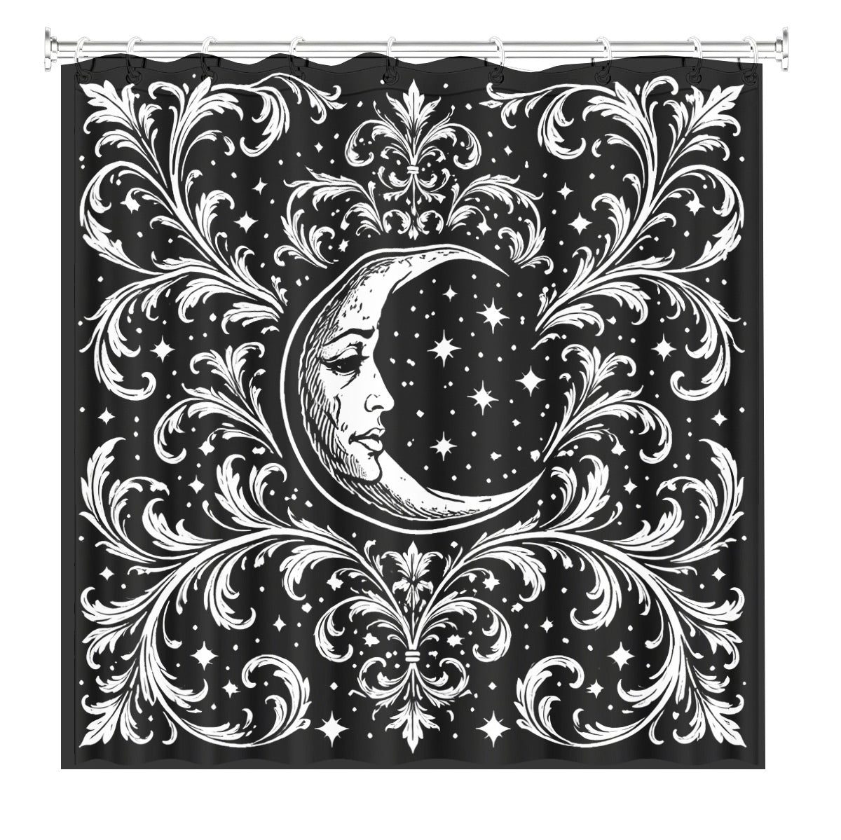 Victorian Gothic Black White Shower Curtain Vintage Baroque Bath Decor