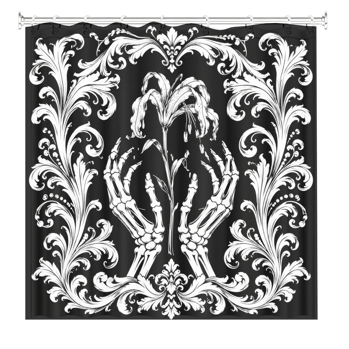Victorian Gothic Black White Shower Curtain Vintage Baroque Bath Decor