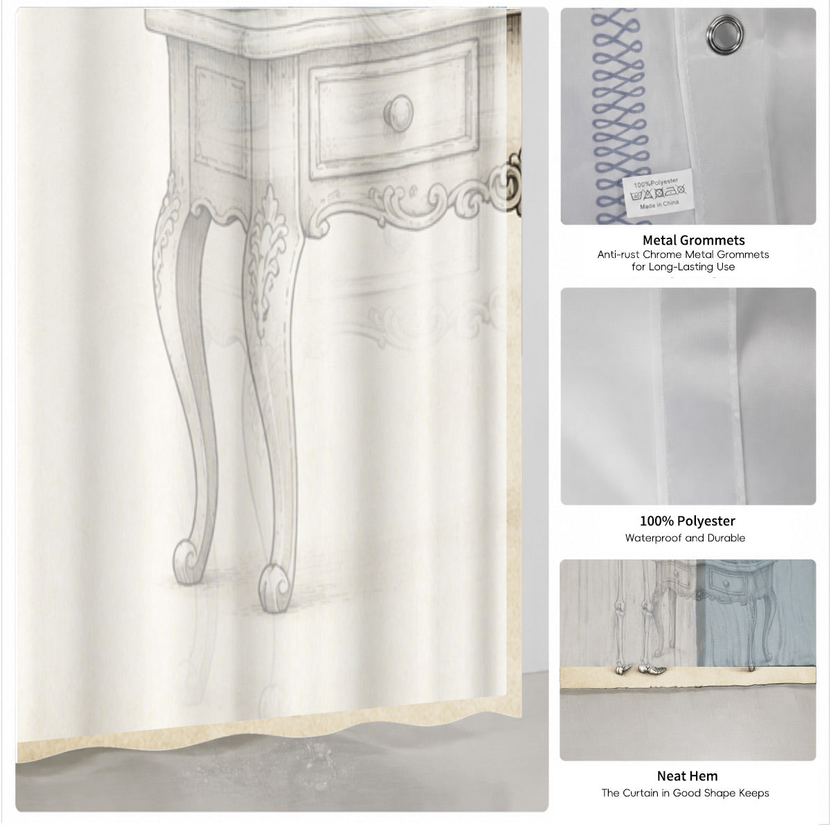Vintage Skeleton Bathroom Shower Curtain Dark Humor Funny Bath Decor