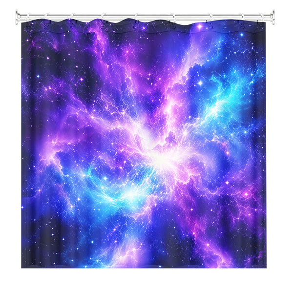 Vibrant Galaxy Nebula Shower Curtain Outer Space Waterproof Decor