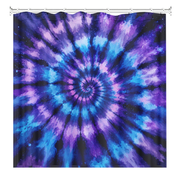Psychedelic Tie Dye Shower Curtain Purple Blue Spiral Waterproof Decor