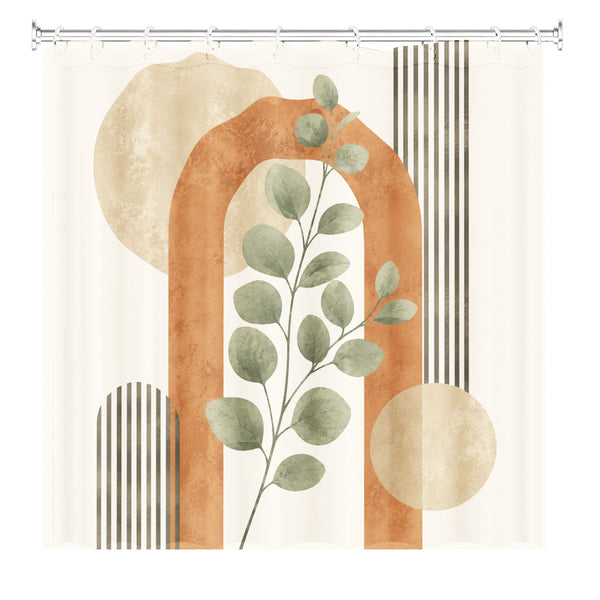 Abstract Geometric Botanical Shower Curtain Modern Boho Waterproof Decor