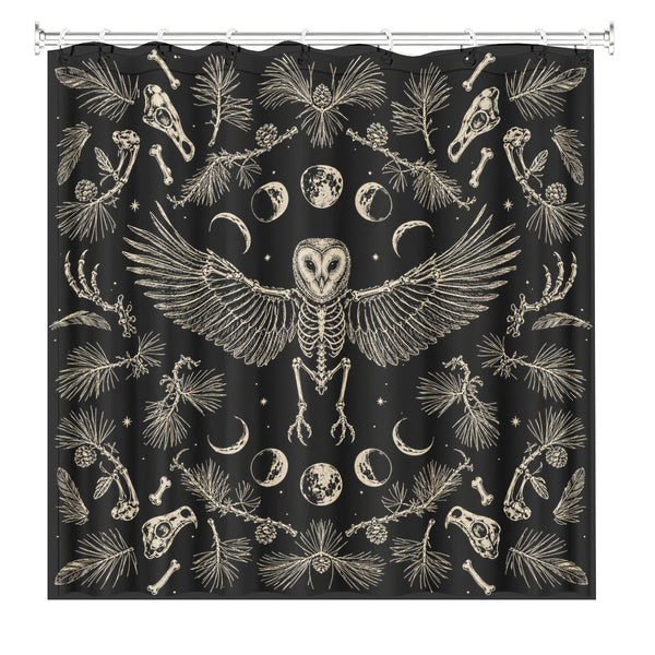 Shower Curtain Skeleton Floral Vintage Etched Dark Academia Waterproof Decor
