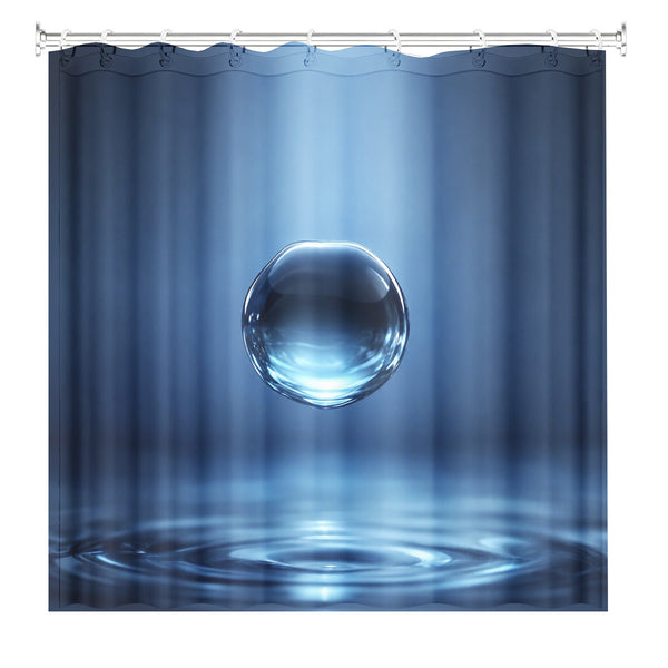 Modern Blue Water Shower Curtain Minimalist Zen Waterproof Bath Decor