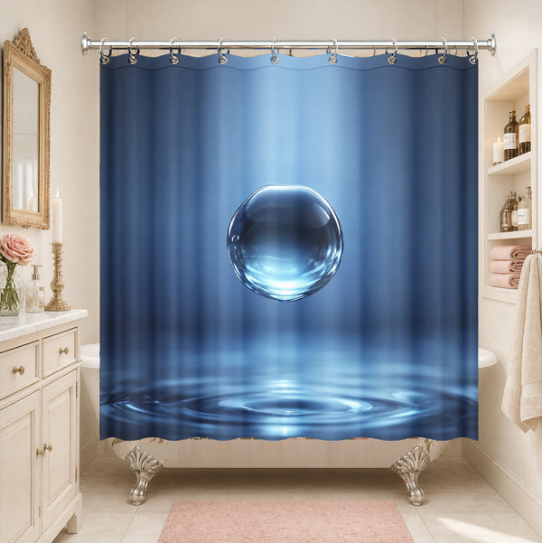 Modern Blue Water Shower Curtain Minimalist Zen Waterproof Bath Decor