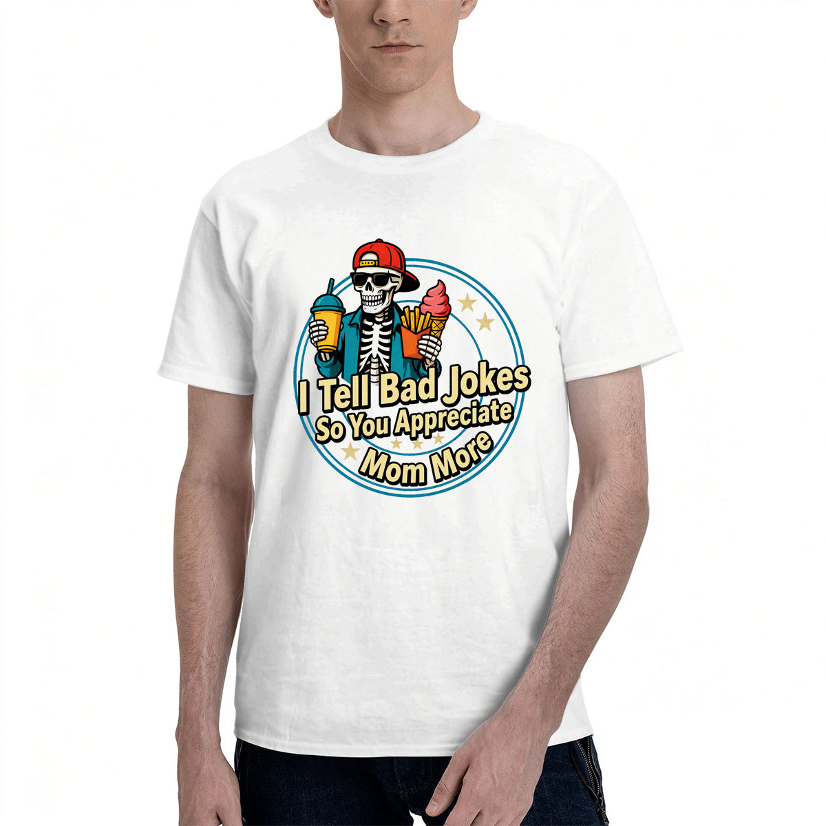 Men's Cotton Sleeps With Socks On Funny Graphic T-Shirt Casual Short Sleeve Tee