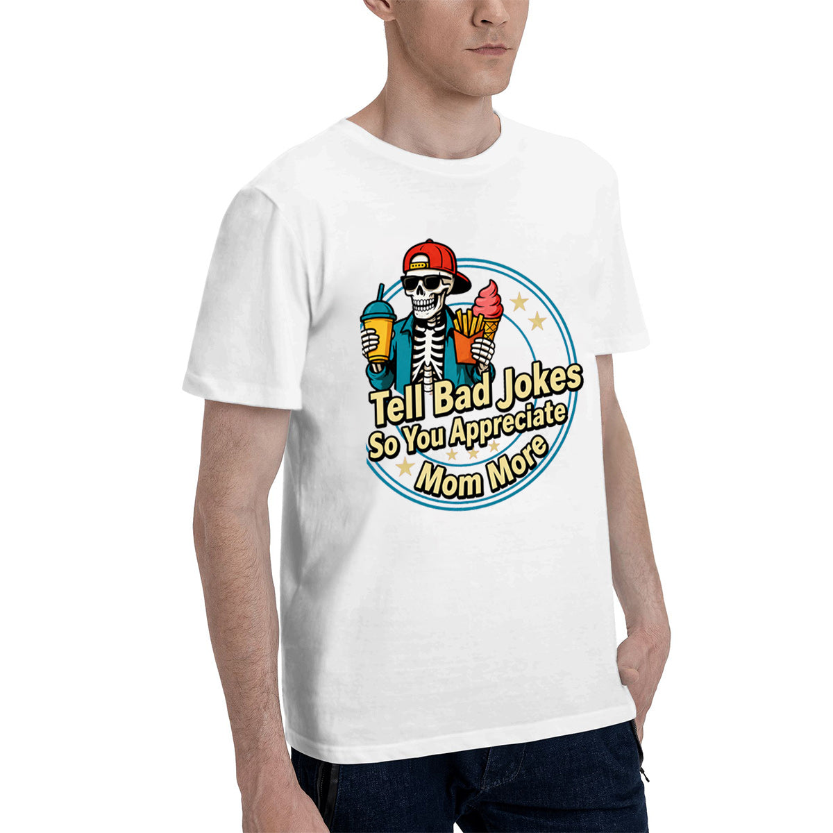 Men's Cotton Sleeps With Socks On Funny Graphic T-Shirt Casual Short Sleeve Tee