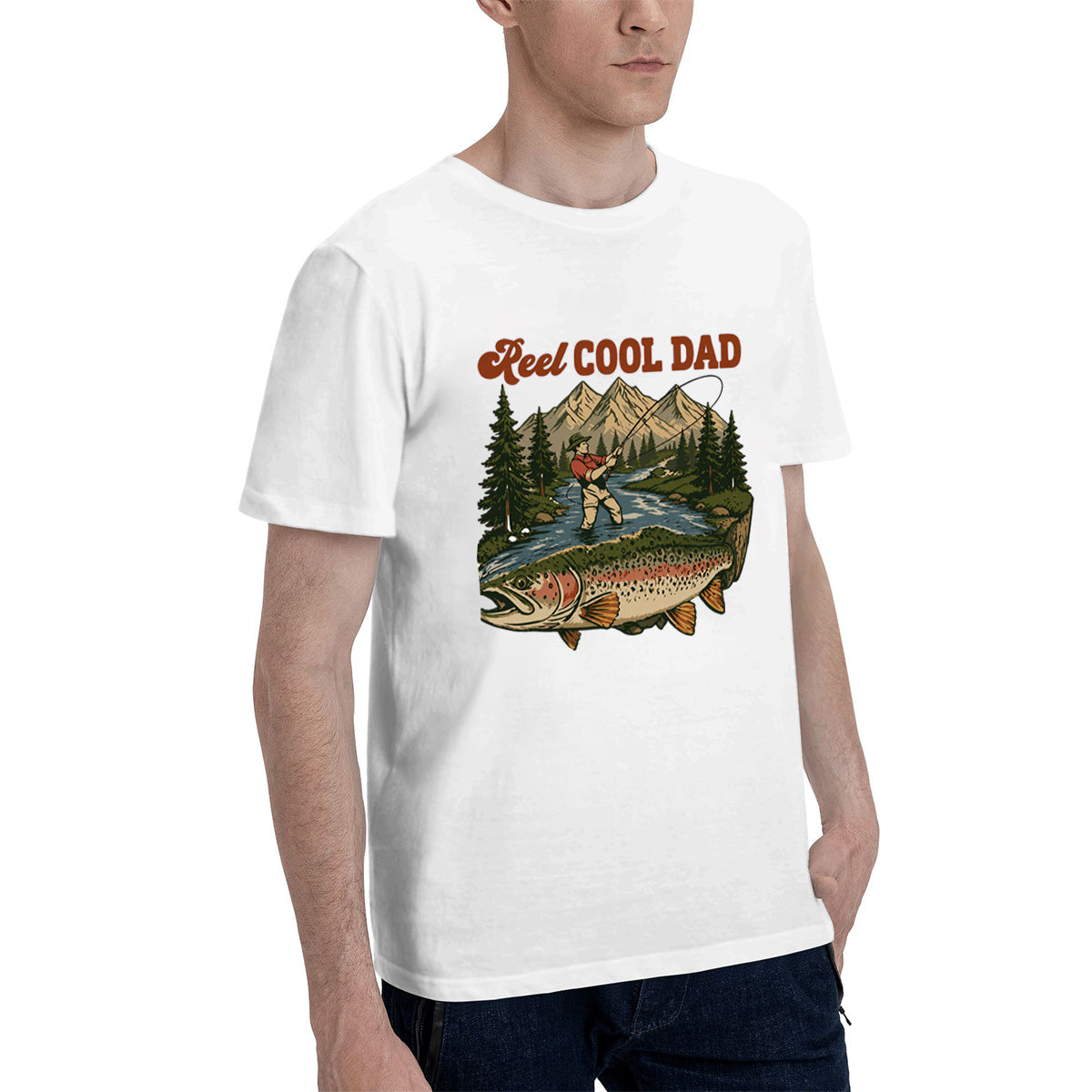 Men's Cotton Reel Cool Dad Fishing Graphic T-Shirt for Outdoor Summer Activities